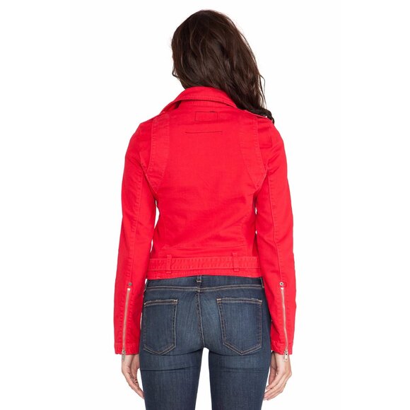 Current/Elliot Denim The Biker Jacket in Victory Red ASO Aria Montgomery - Picture 5 of 13